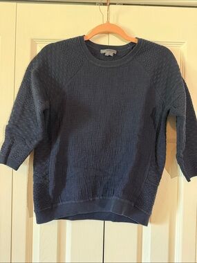 Vince Navy Textured Crewneck Sweater